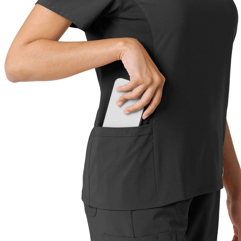 Women's force cross-flex knit panel scrub top