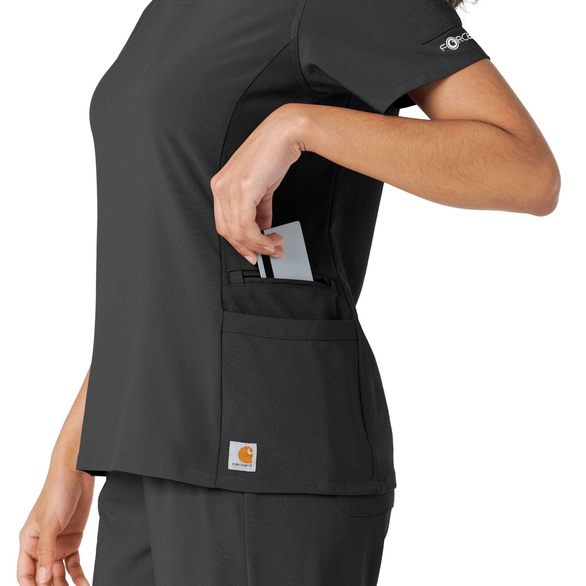 Women's force cross-flex knit panel scrub top