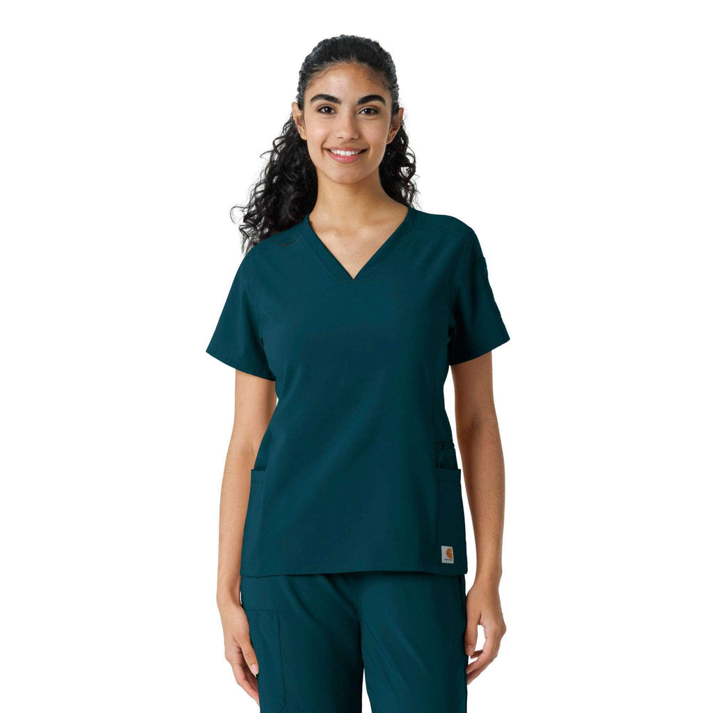 Women's force cross-flex knit panel scrub top