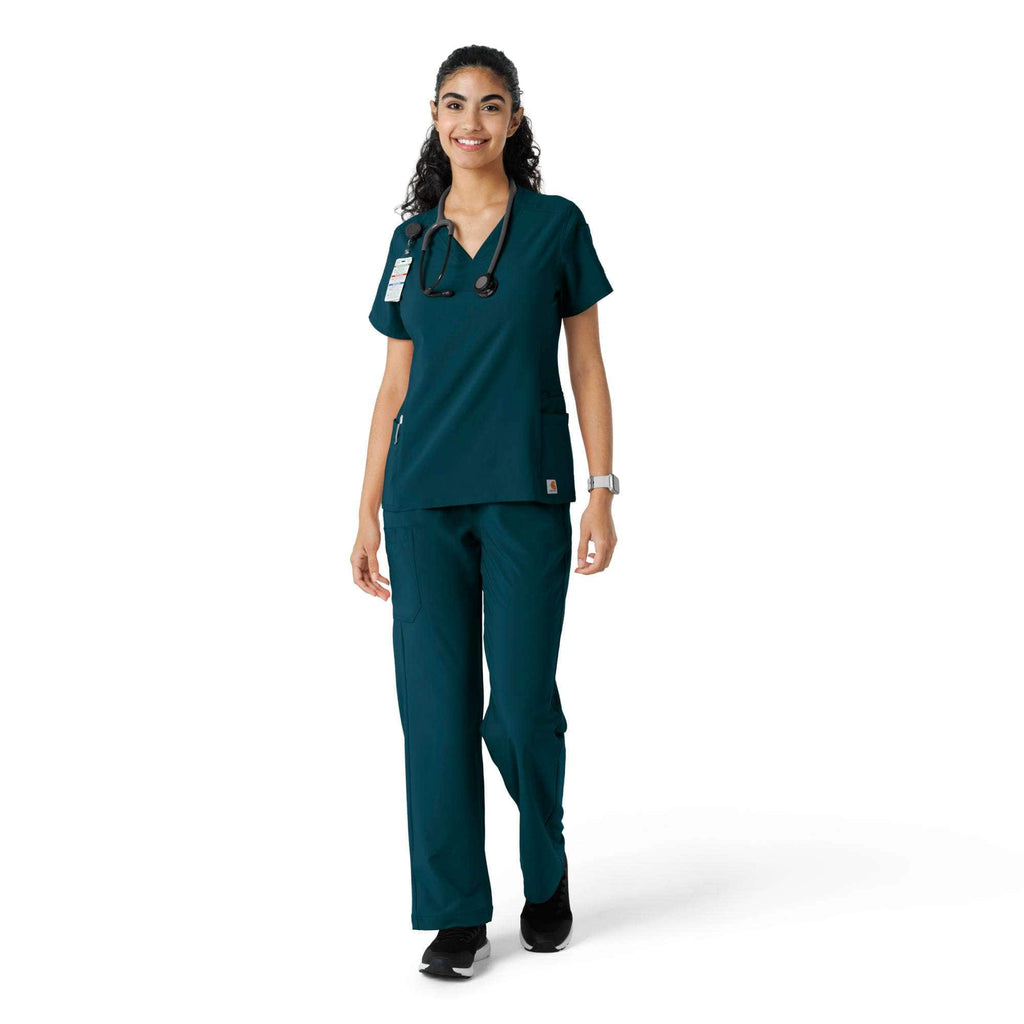 Women's force cross-flex knit panel scrub top