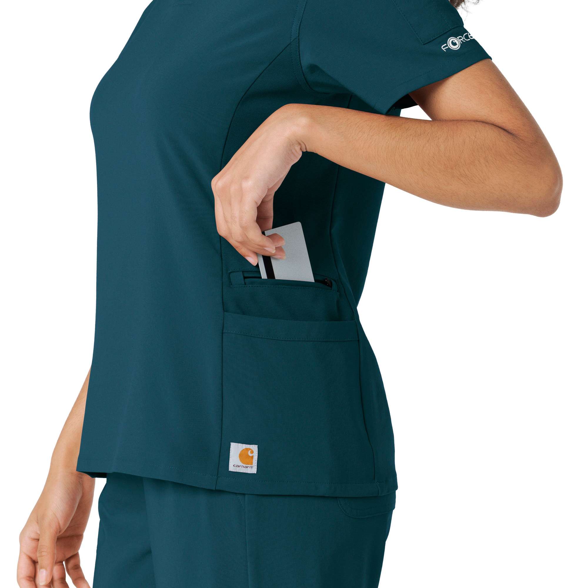 Women's force cross-flex knit panel scrub top