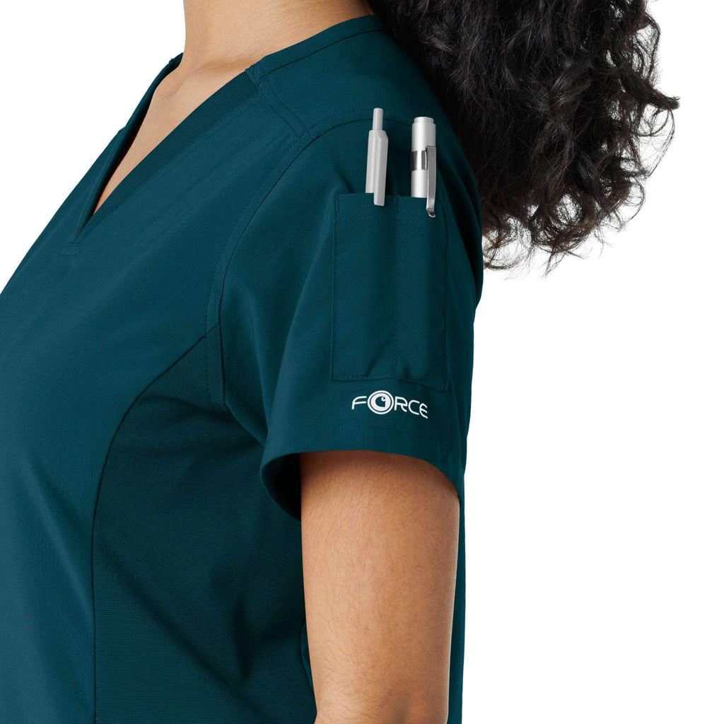 Women's force cross-flex knit panel scrub top