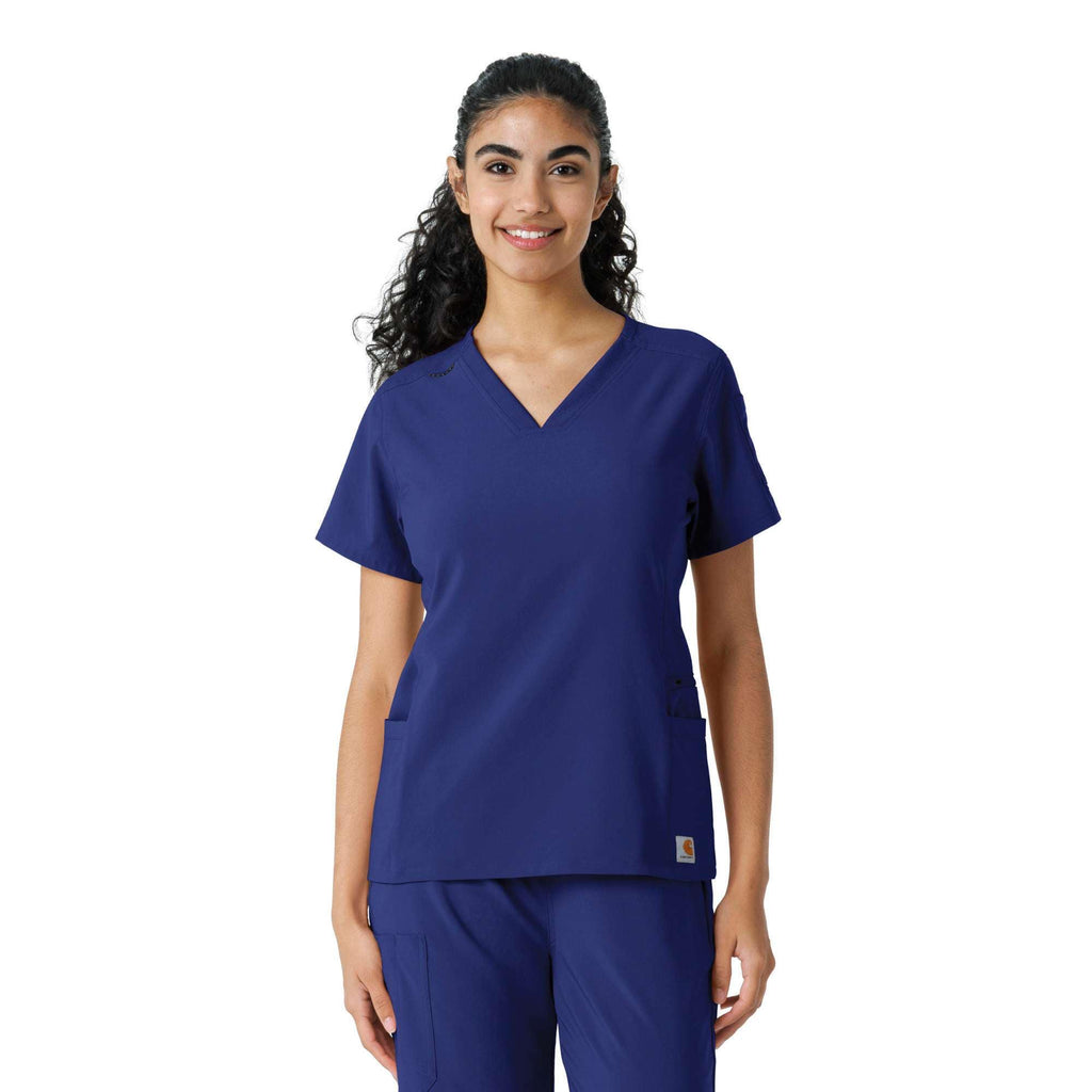 Women's force cross-flex knit panel scrub top