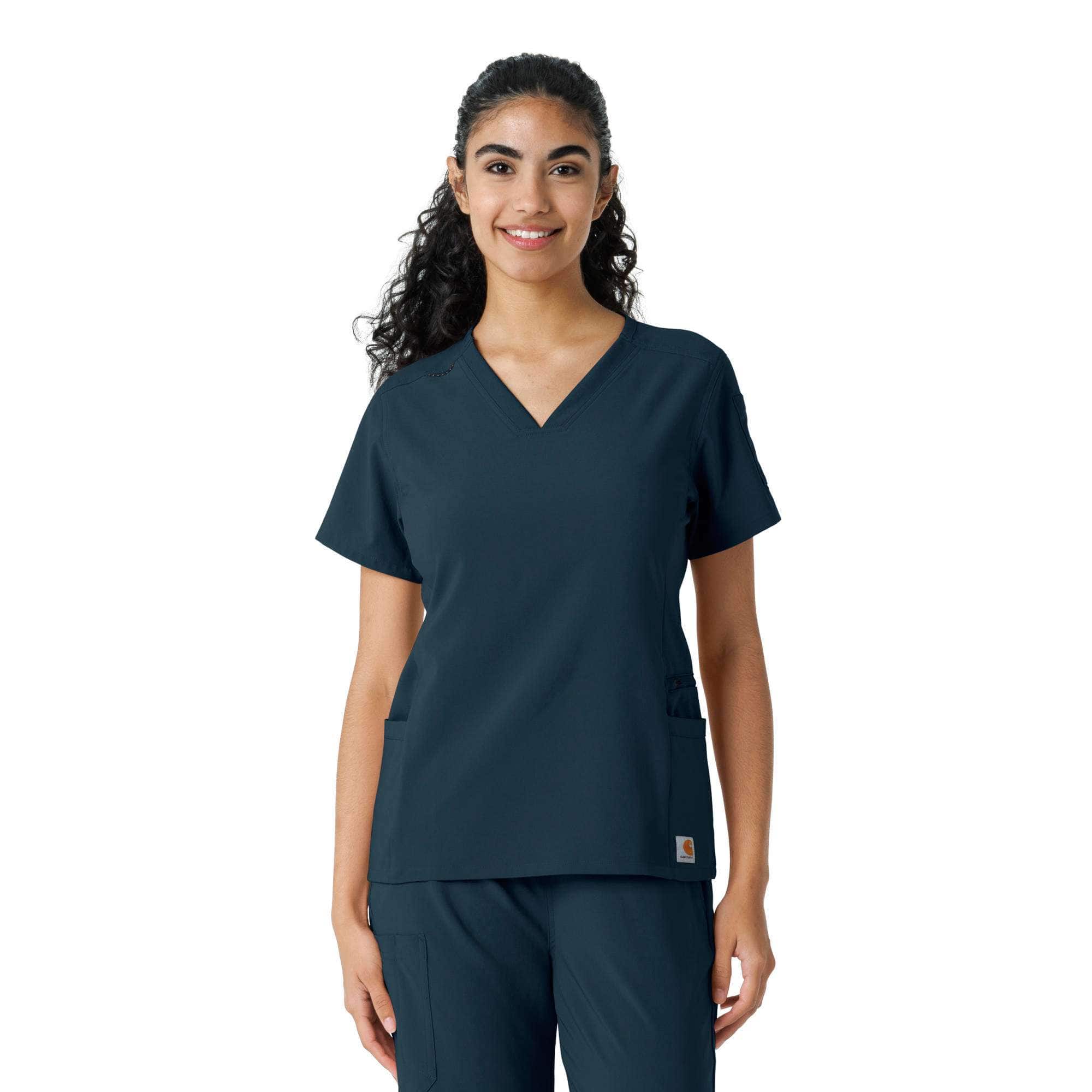 Women's force cross-flex knit panel scrub top