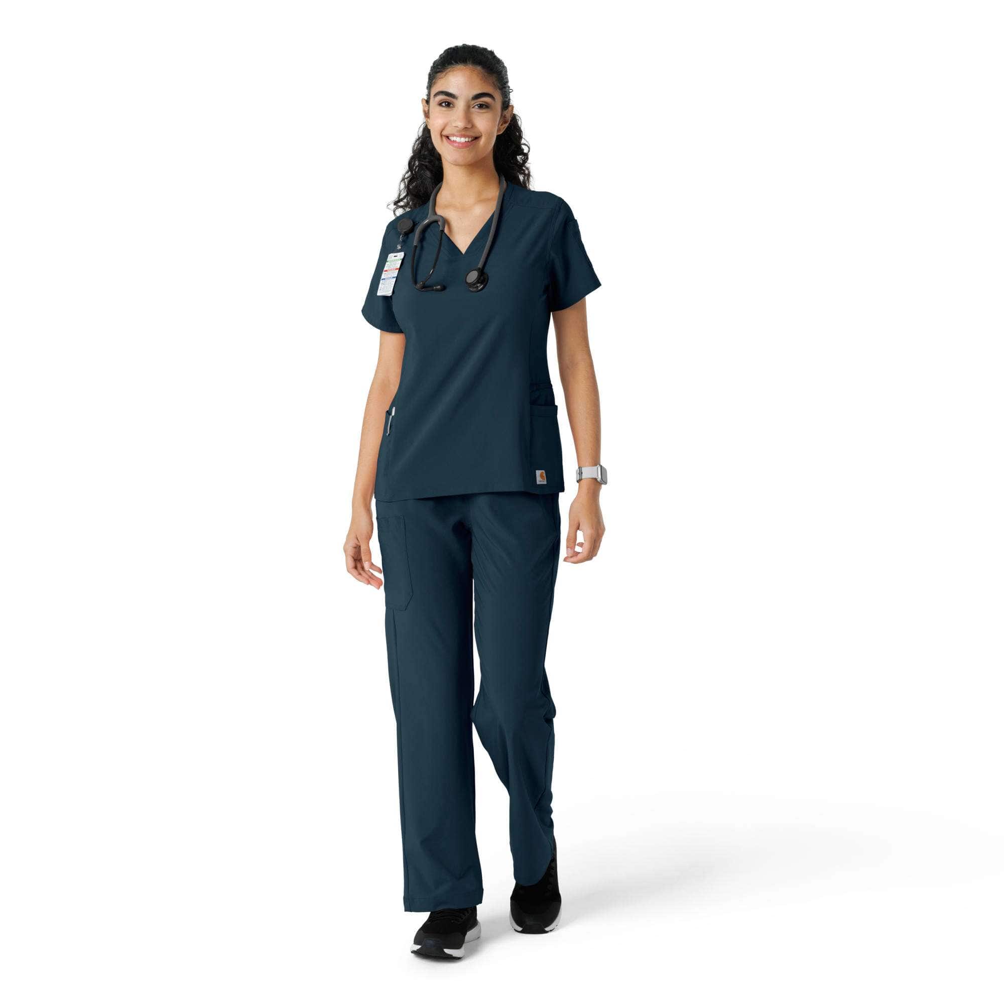 Women's force cross-flex knit panel scrub top