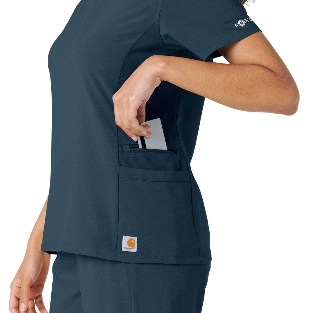 Women's force cross-flex knit panel scrub top