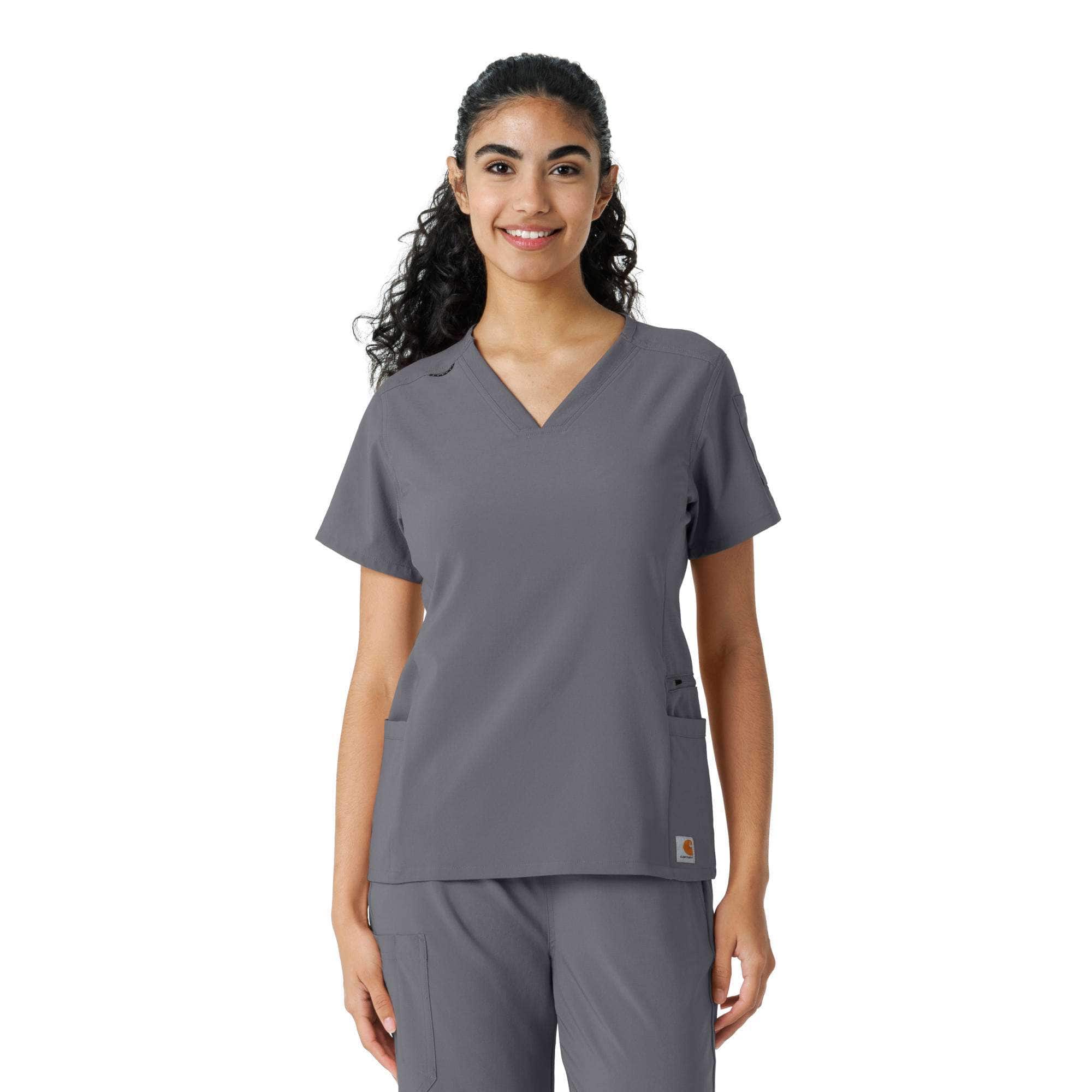 Women's force cross-flex knit panel scrub top
