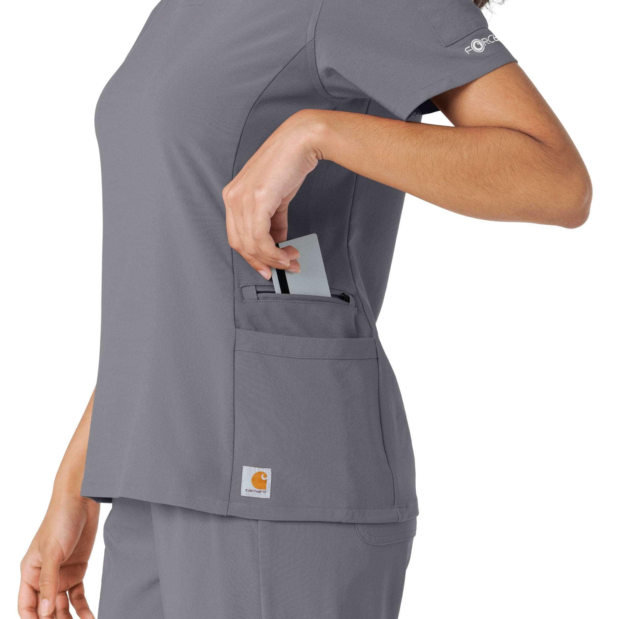Women's force cross-flex knit panel scrub top