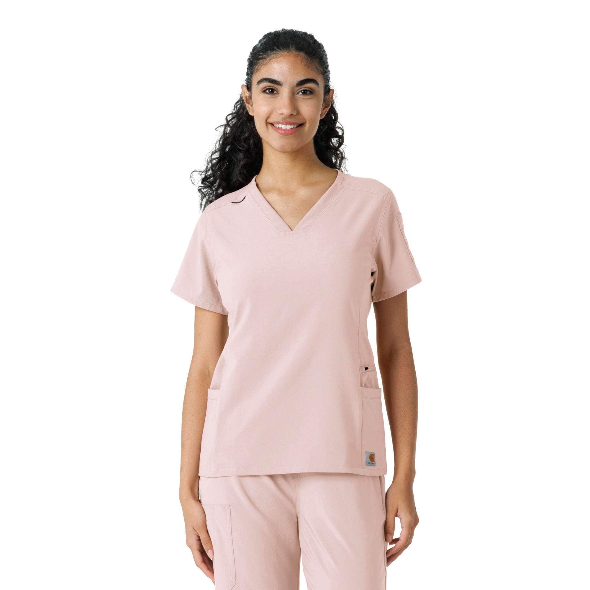 Women's force cross-flex knit panel scrub top