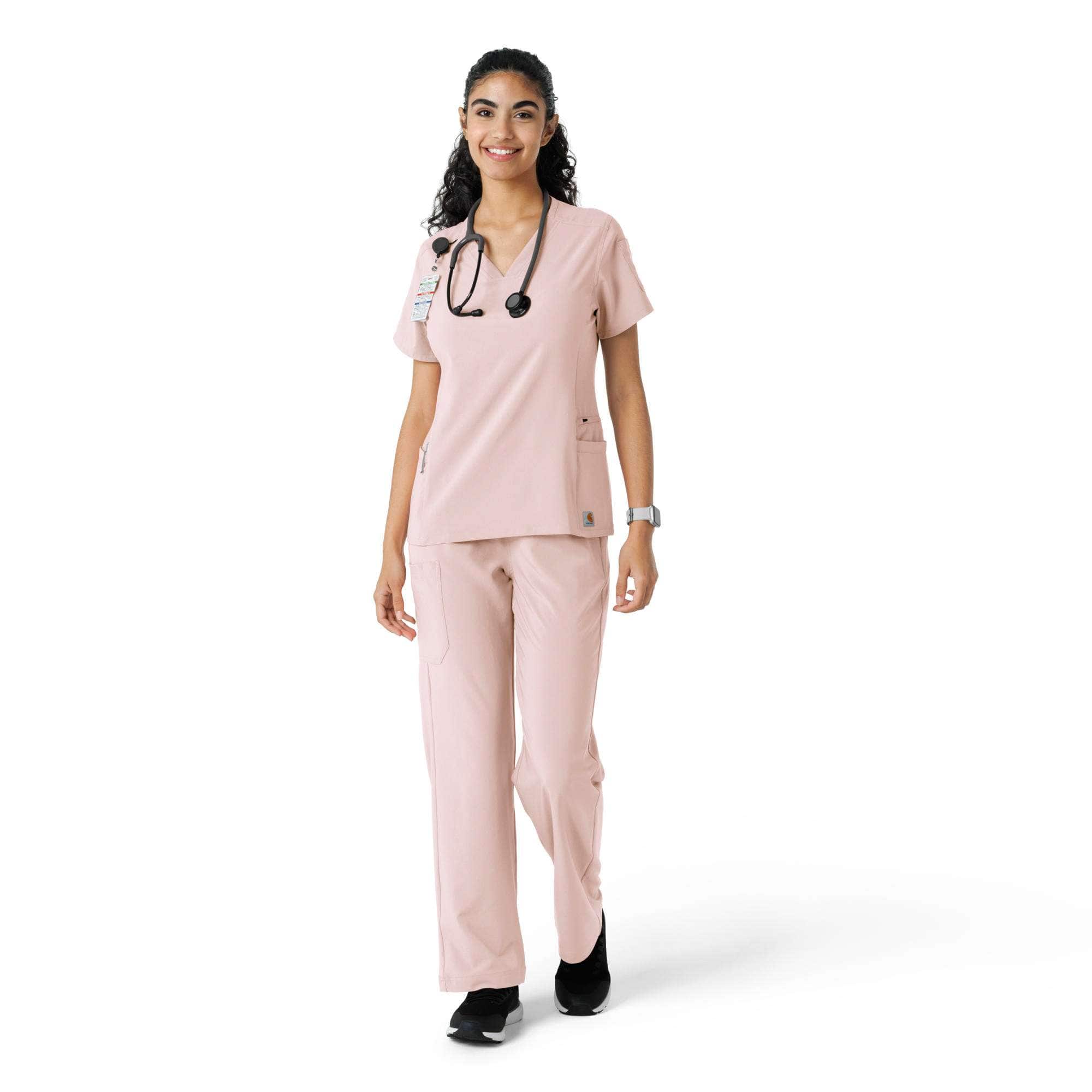 Women's force cross-flex knit panel scrub top