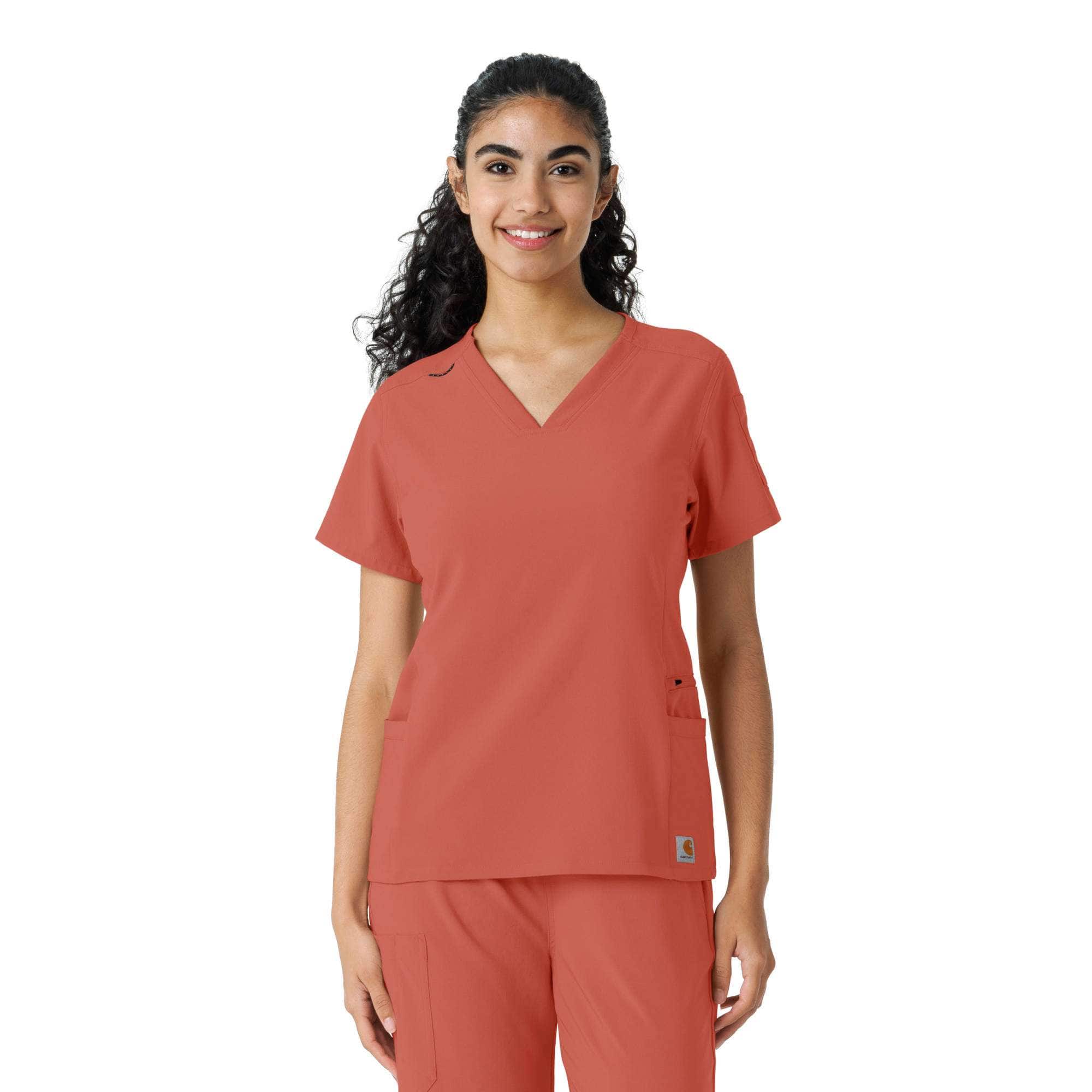 Women's force cross-flex knit panel scrub top