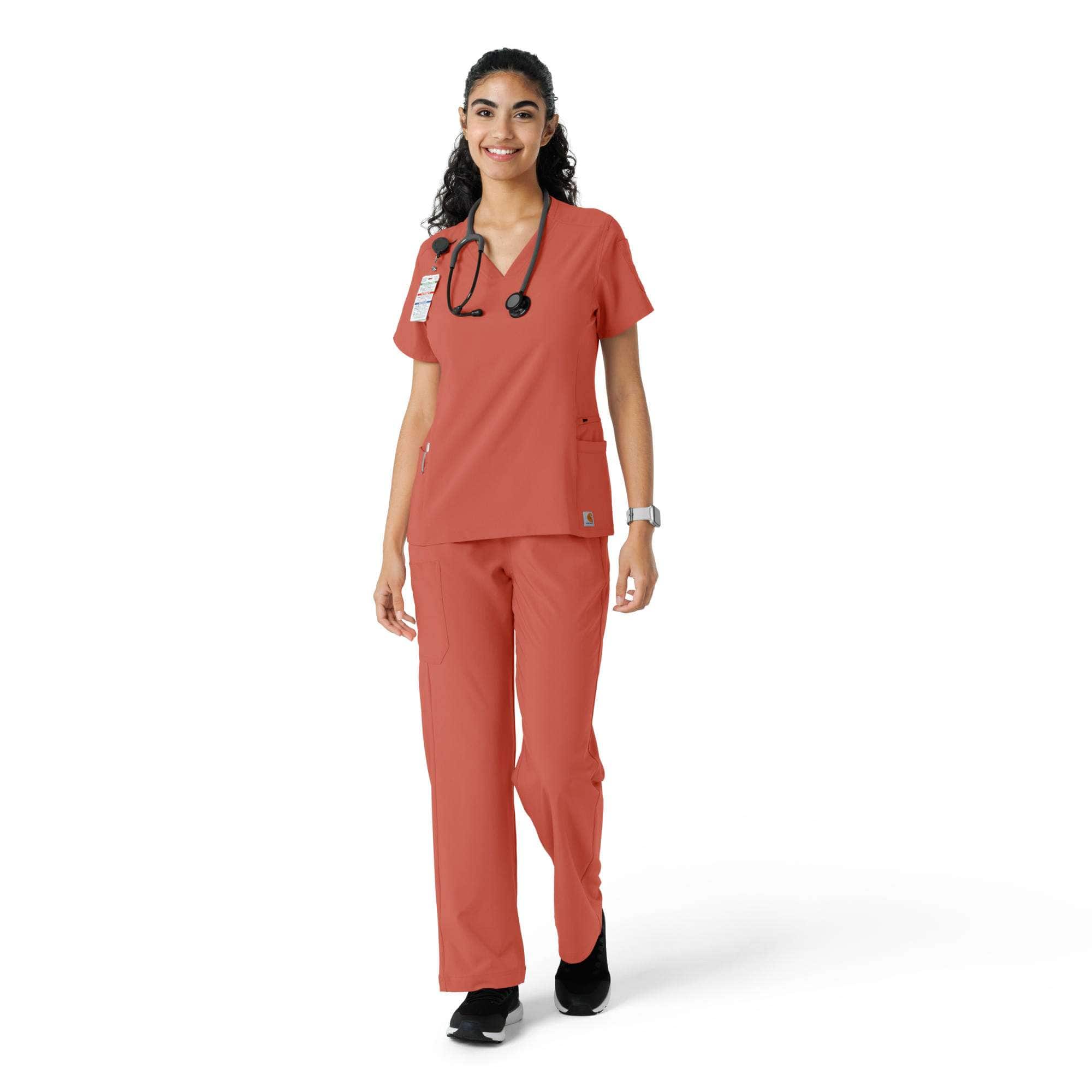 Women's force cross-flex knit panel scrub top