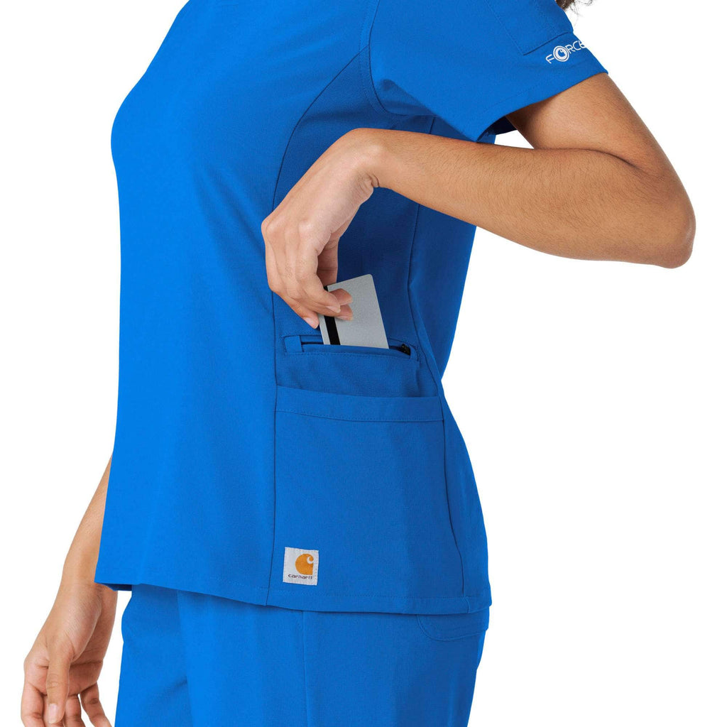 Women's force cross-flex knit panel scrub top