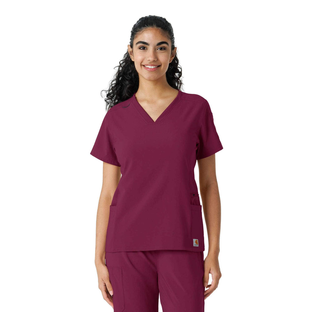 Women's force cross-flex knit panel scrub top