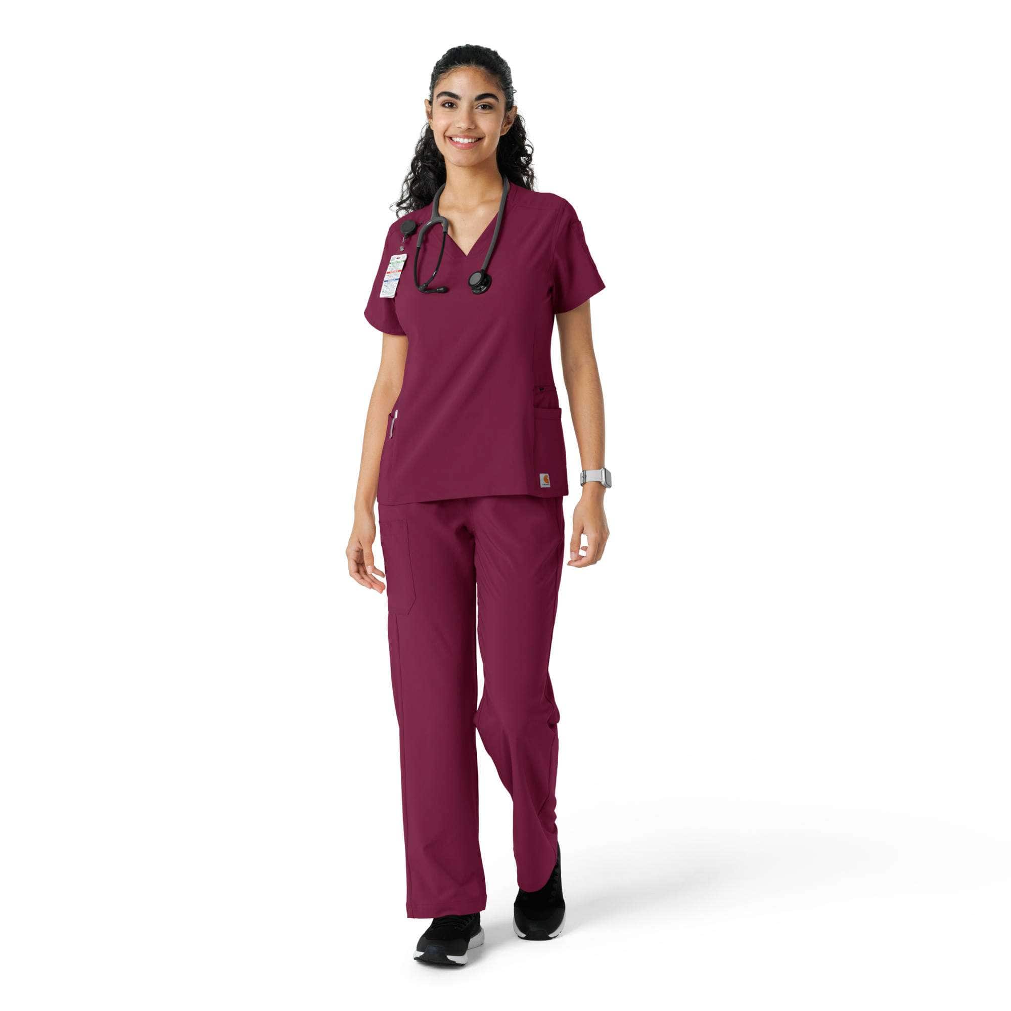 Women's force cross-flex knit panel scrub top