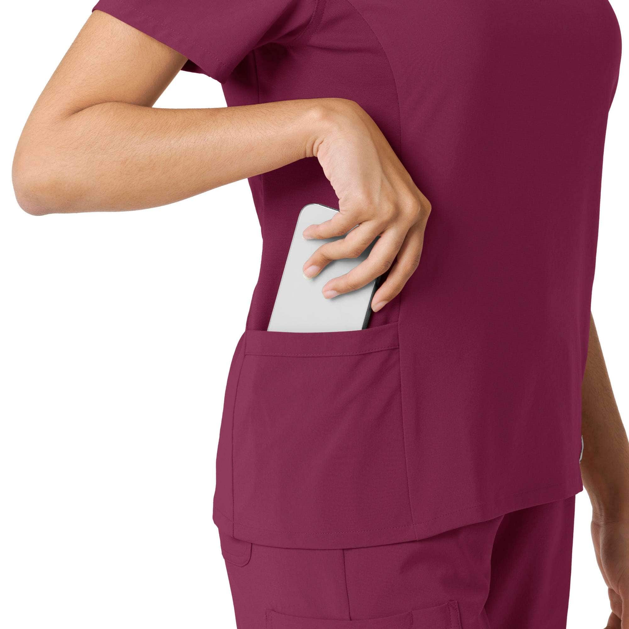 Women's force cross-flex knit panel scrub top