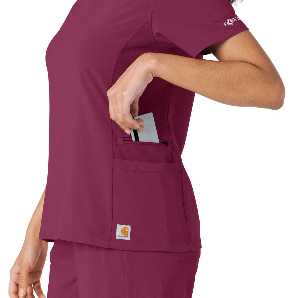 Women's force cross-flex knit panel scrub top
