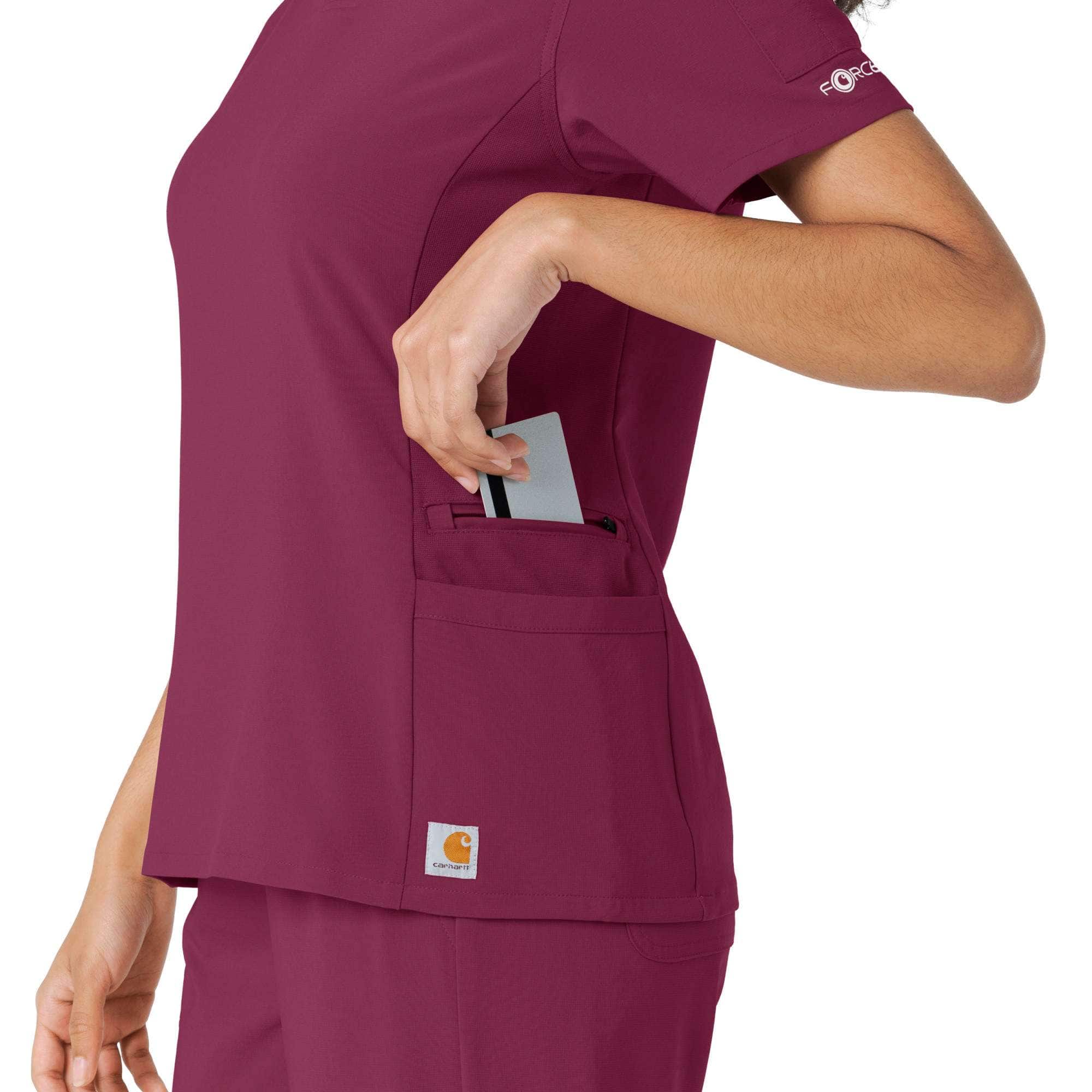 Women's force cross-flex knit panel scrub top