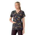 Women's cross-flex v-neck print scrub top