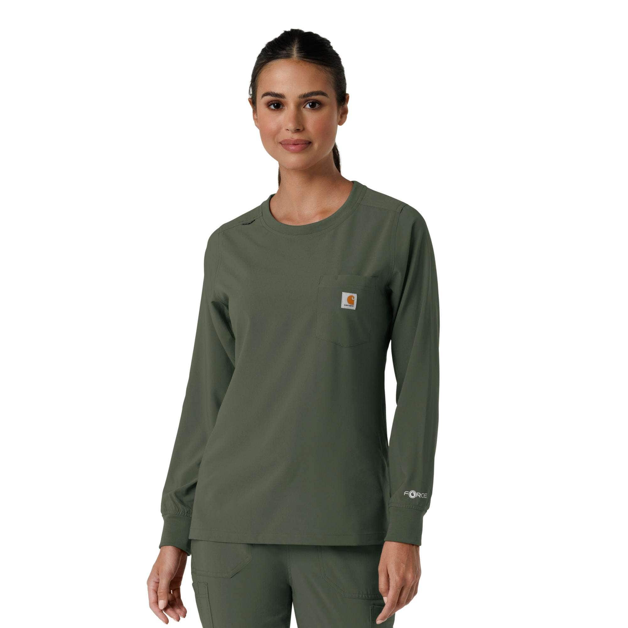 Women's force cross-flex  crew neck long sleeve scrub top