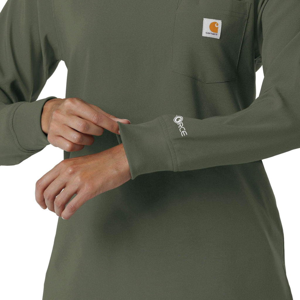 Women's force cross-flex  crew neck long sleeve scrub top