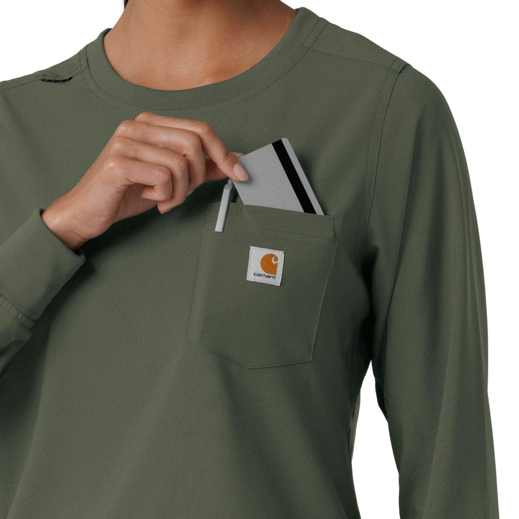 Women's force cross-flex  crew neck long sleeve scrub top