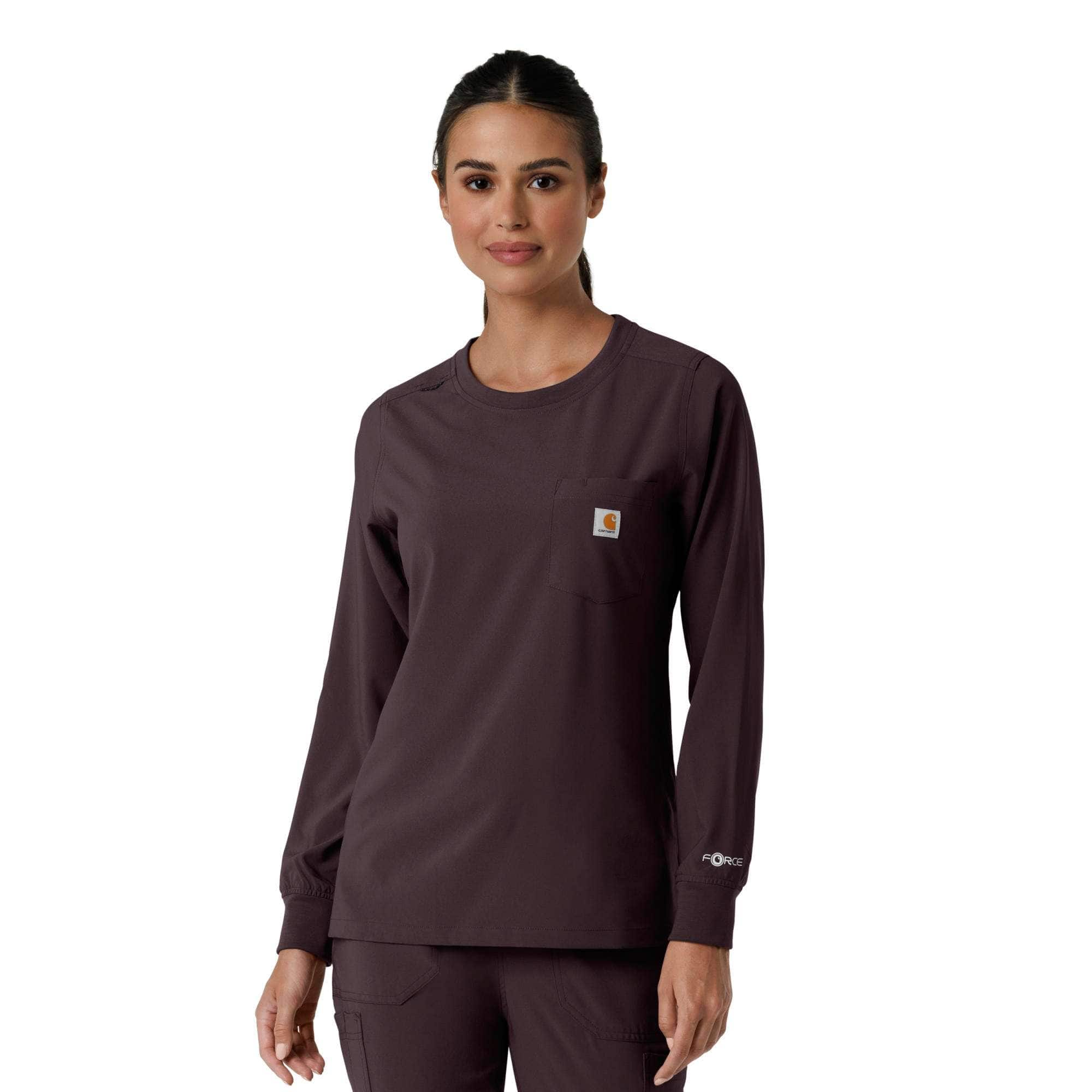 Women's force cross-flex  crew neck long sleeve scrub top
