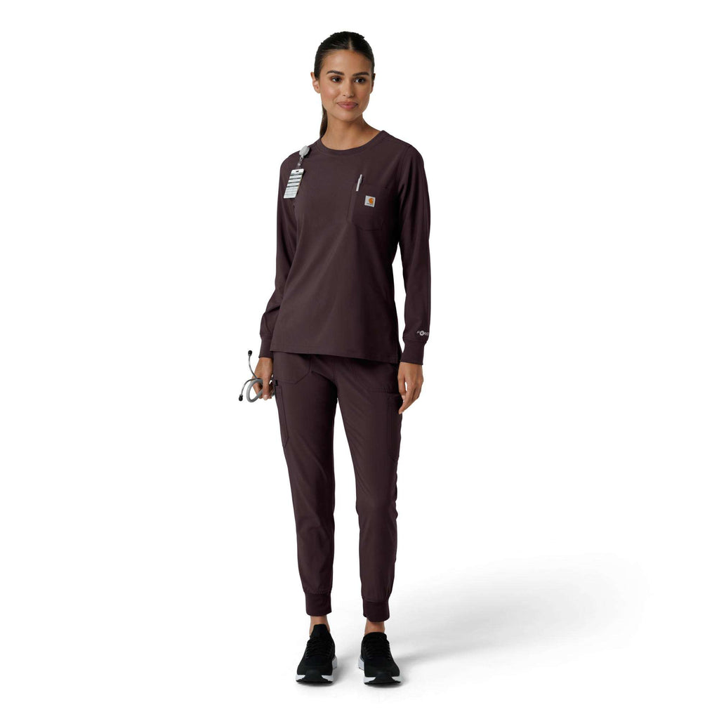 Women's force cross-flex  crew neck long sleeve scrub top