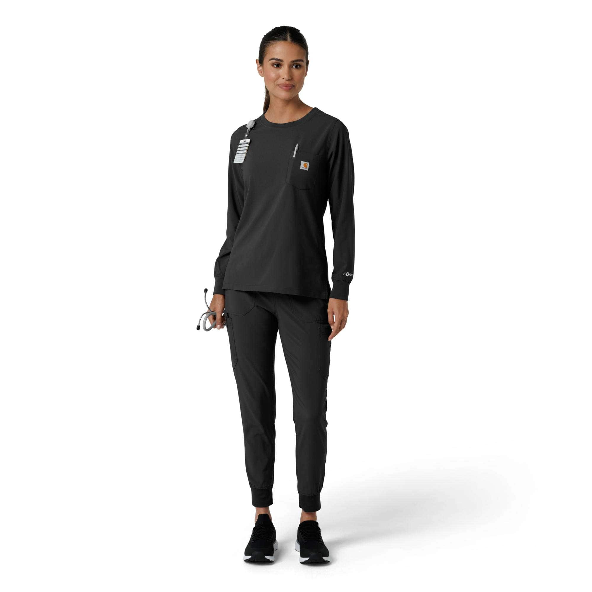 Women's force cross-flex  crew neck long sleeve scrub top