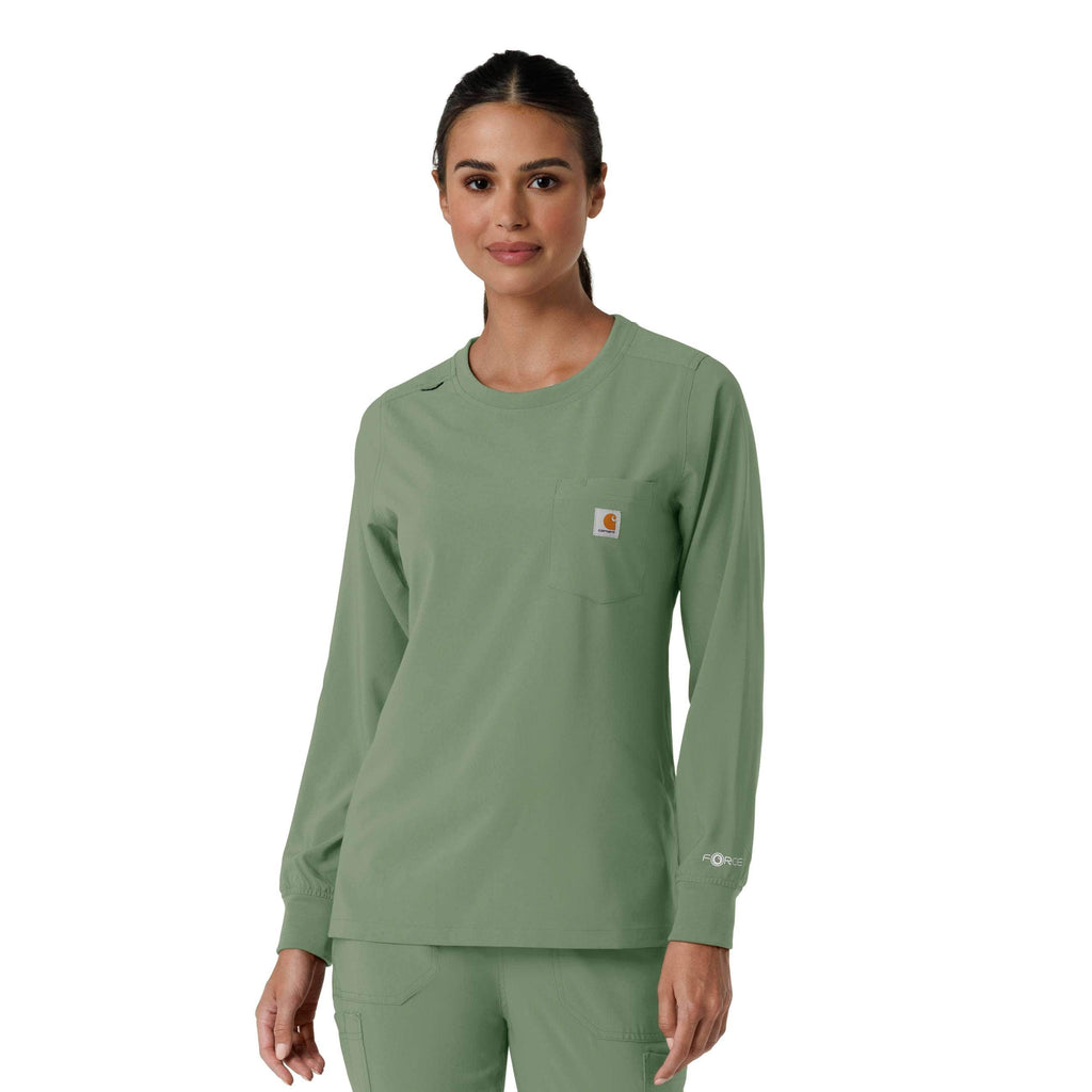 Women's force cross-flex  crew neck long sleeve scrub top