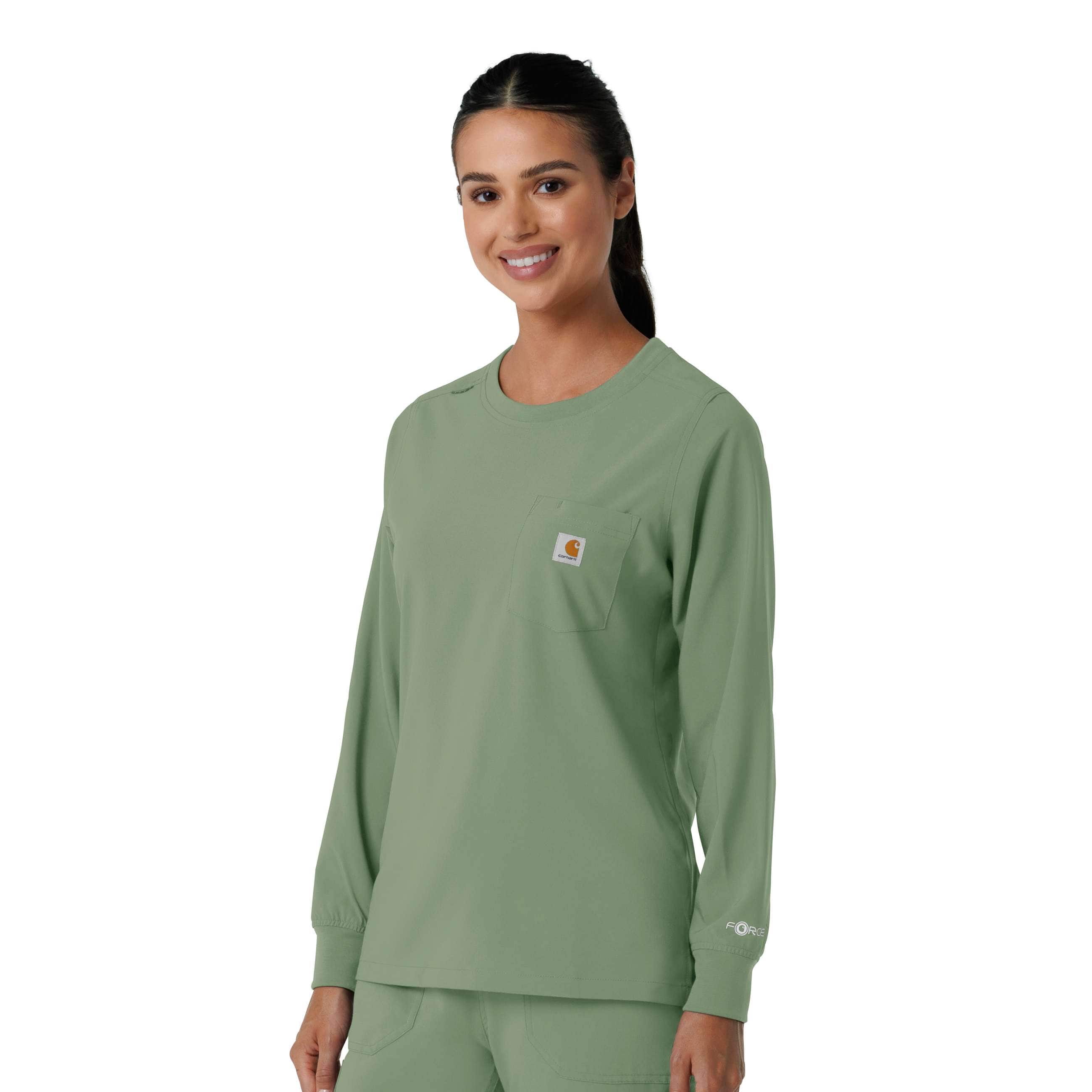 Women's force cross-flex  crew neck long sleeve scrub top