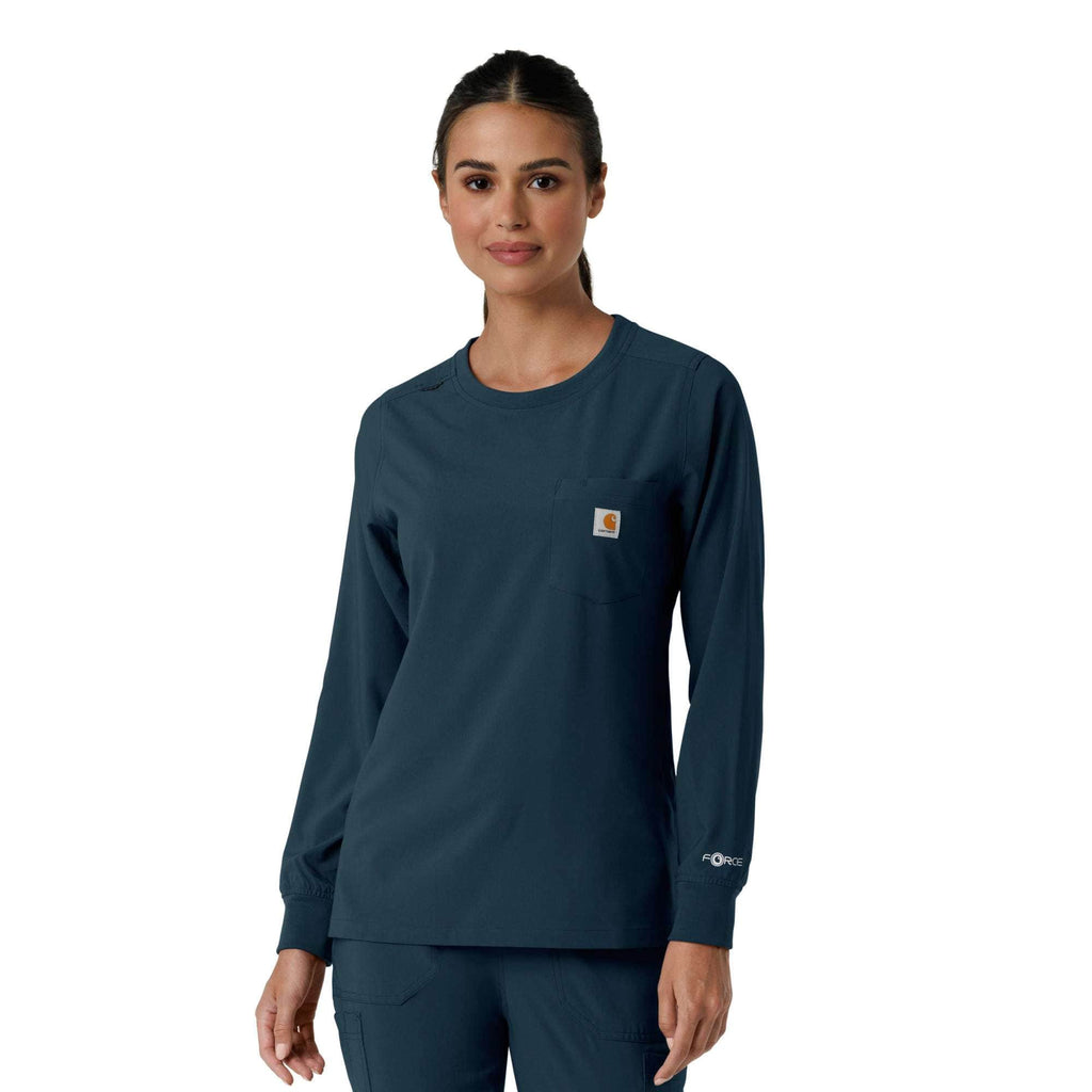 Women's force cross-flex  crew neck long sleeve scrub top