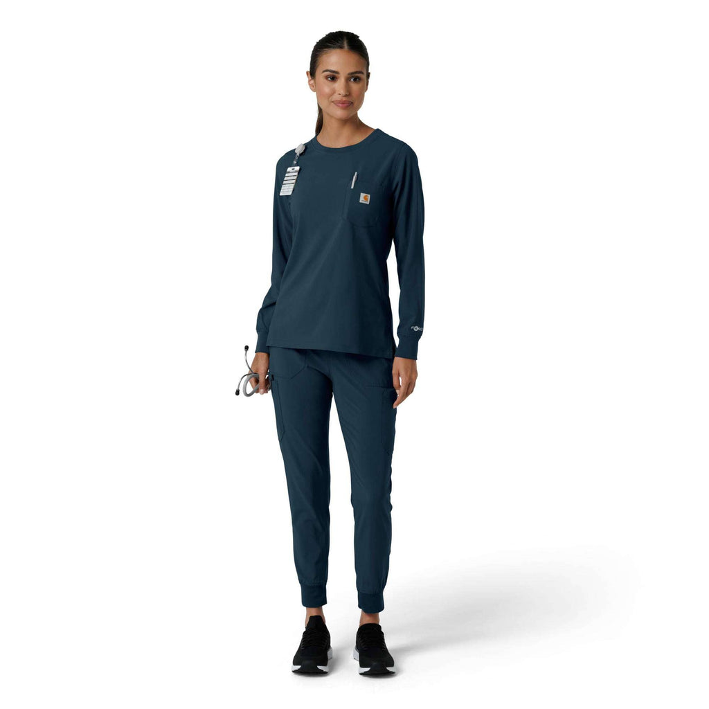 Women's force cross-flex  crew neck long sleeve scrub top