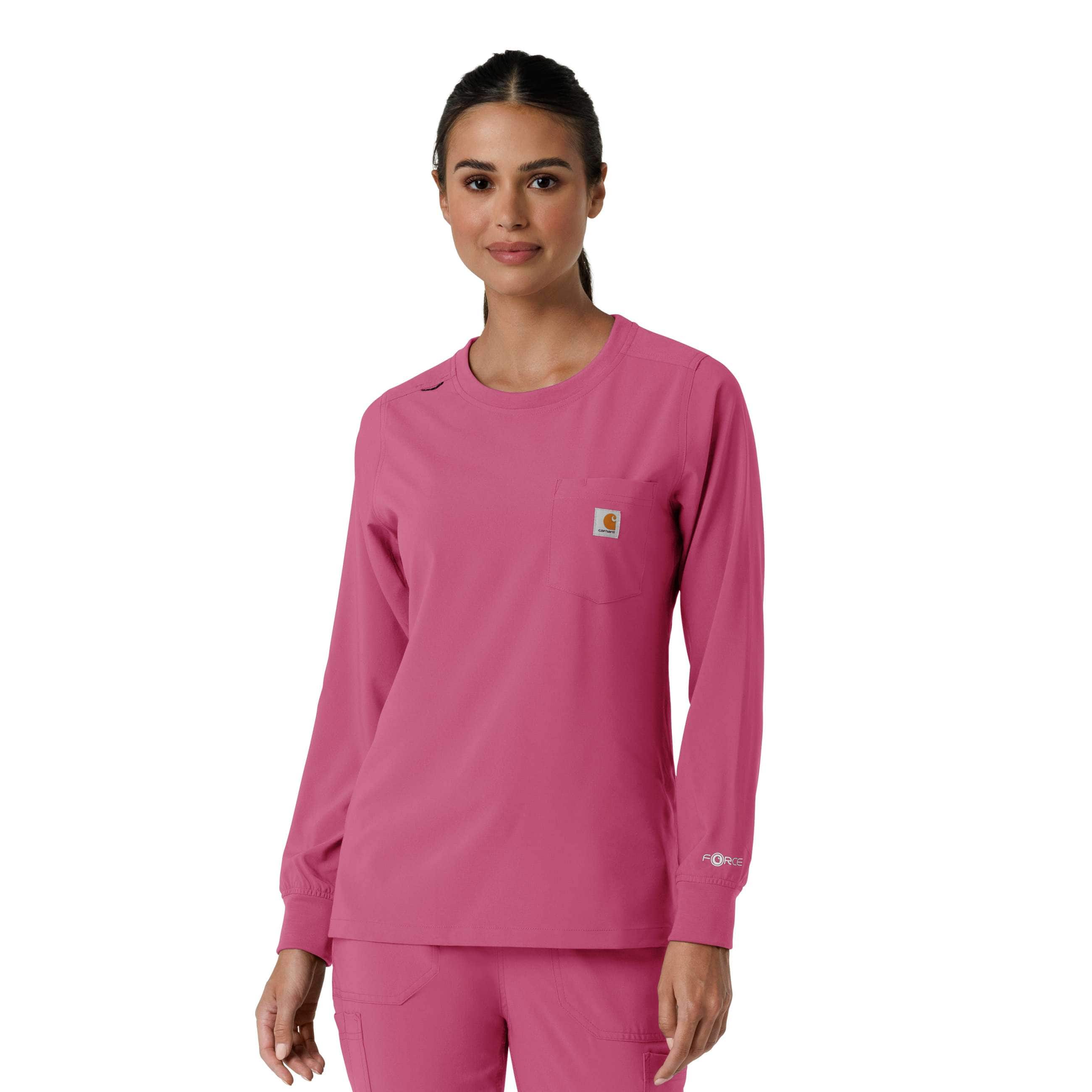 Women's force cross-flex  crew neck long sleeve scrub top
