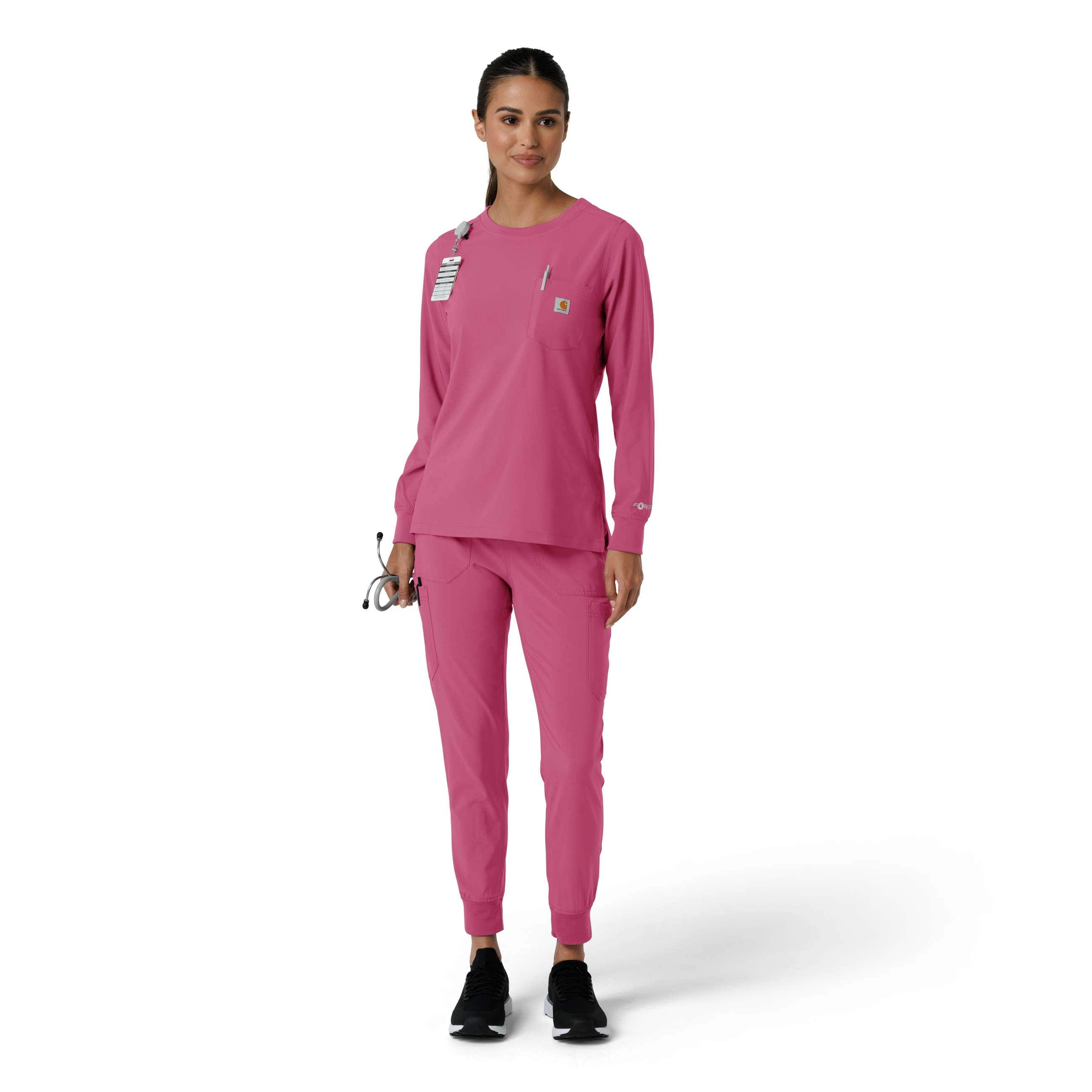 Women's force cross-flex  crew neck long sleeve scrub top