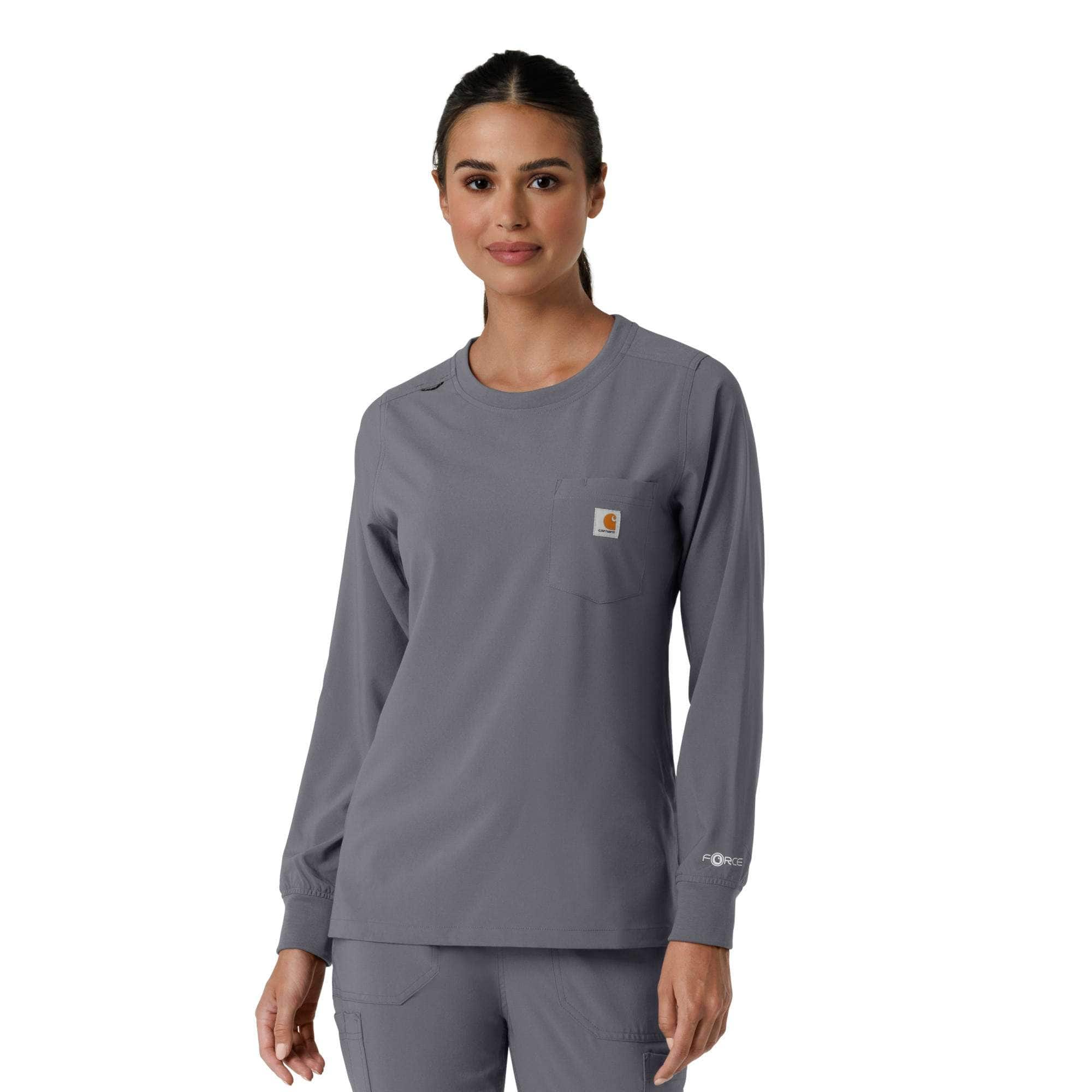 Women's force cross-flex  crew neck long sleeve scrub top
