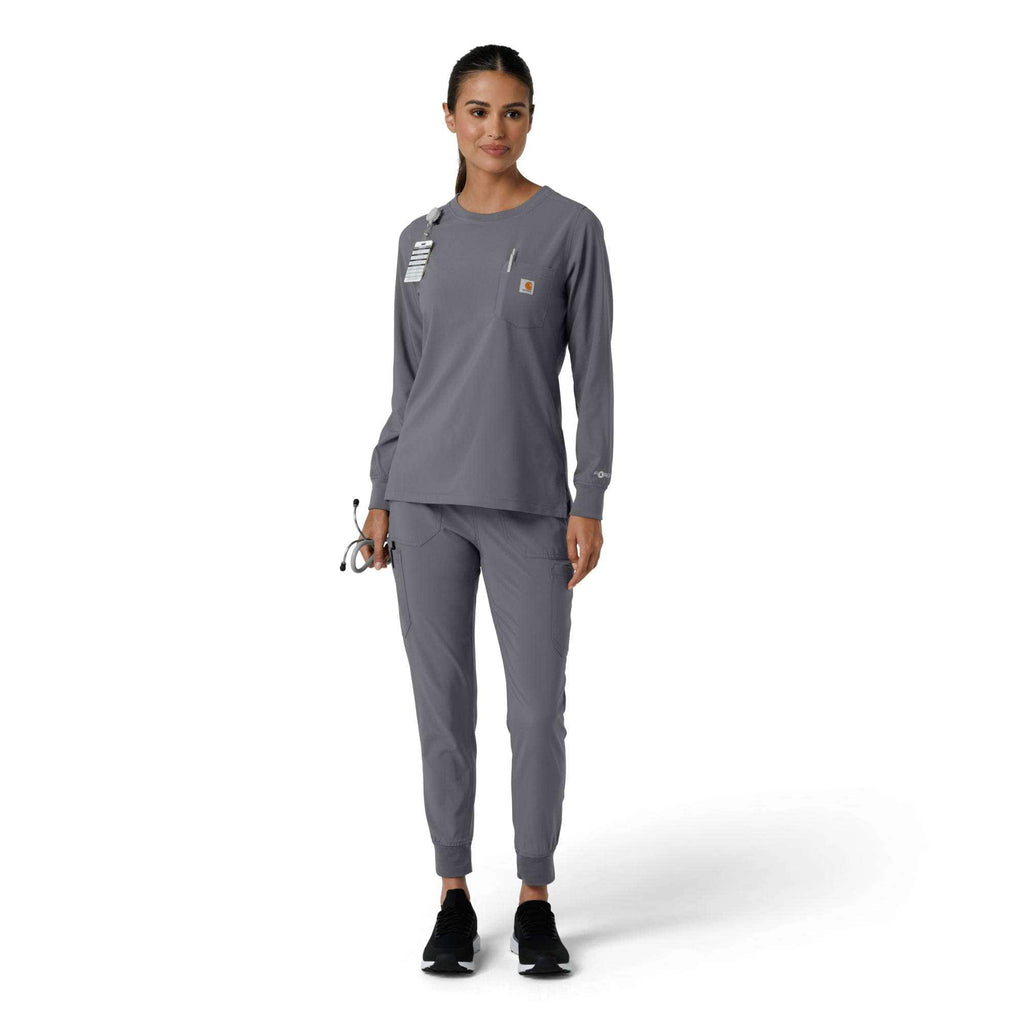 Women's force cross-flex  crew neck long sleeve scrub top