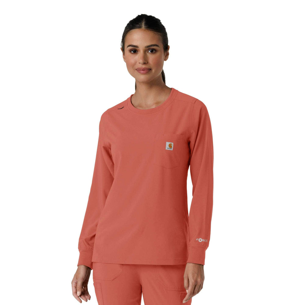 Women's force cross-flex  crew neck long sleeve scrub top