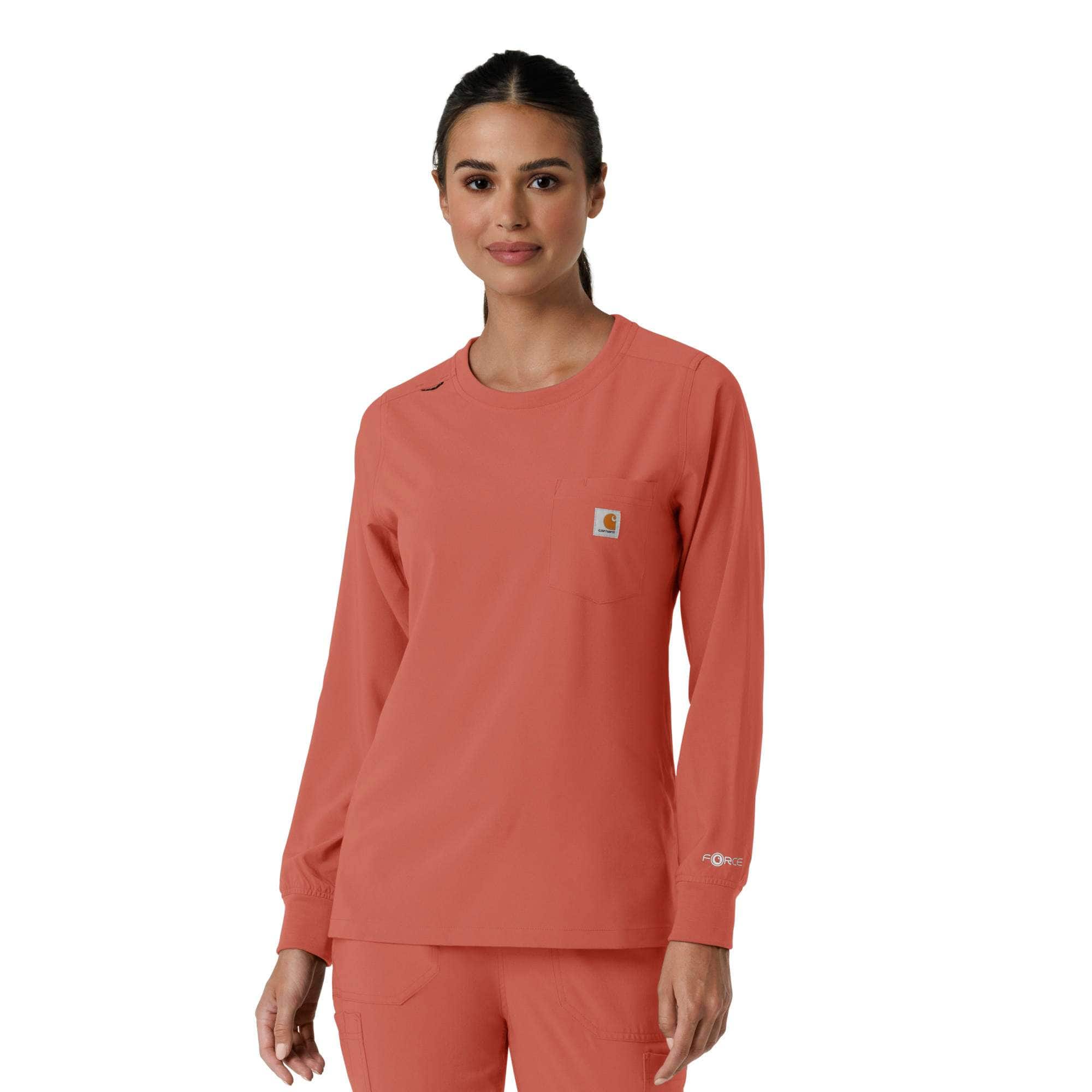 Women's force cross-flex  crew neck long sleeve scrub top