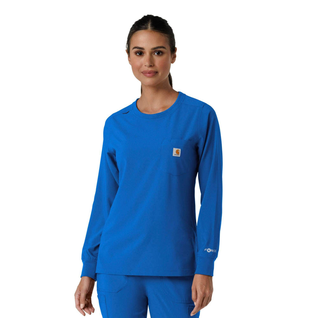 Women's force cross-flex  crew neck long sleeve scrub top
