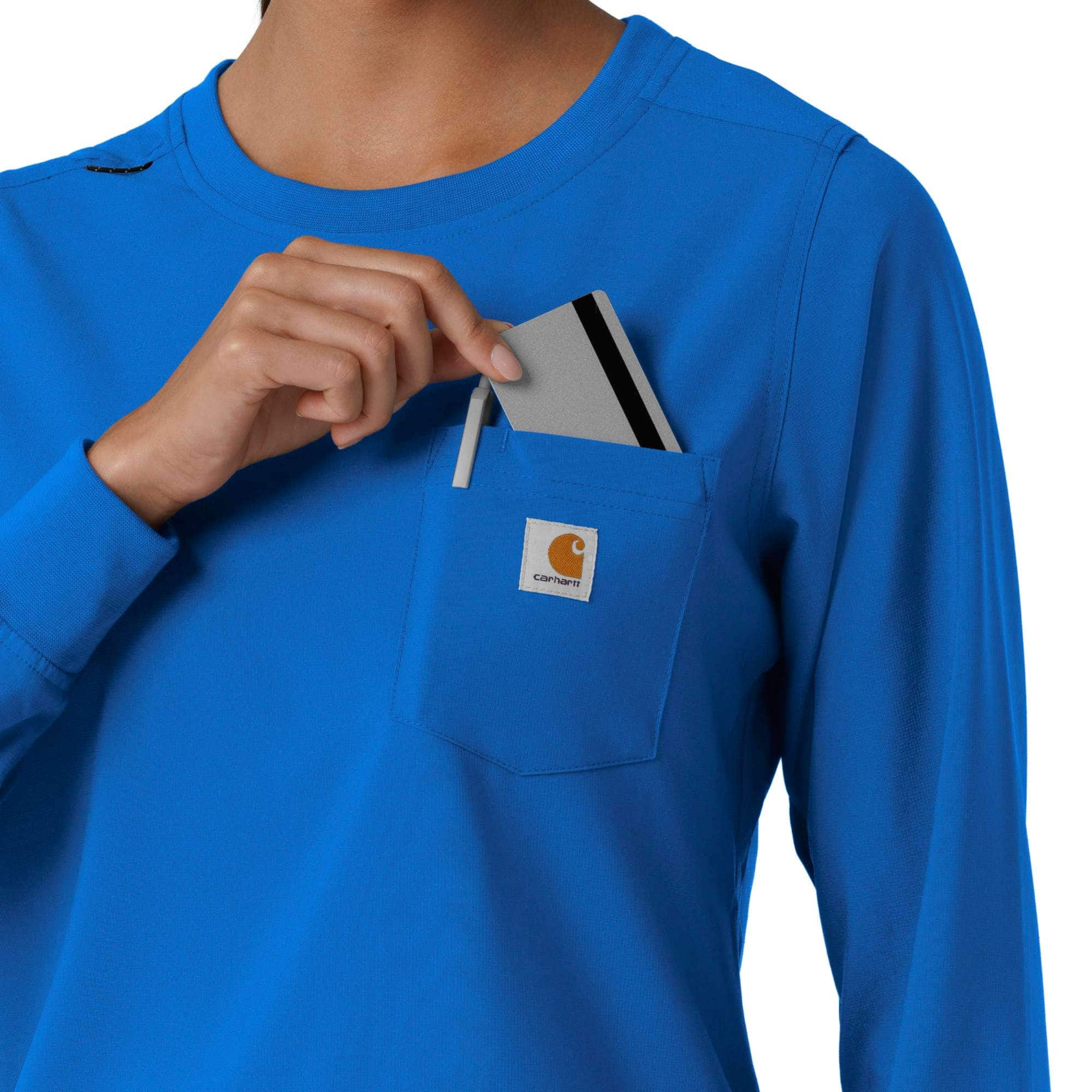 Women's force cross-flex  crew neck long sleeve scrub top