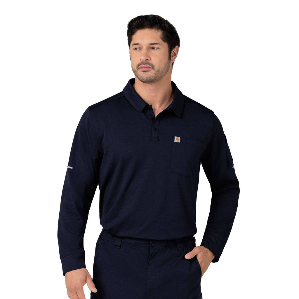 Rugged flex® rscu heavyweight long sleeve polo scrub top