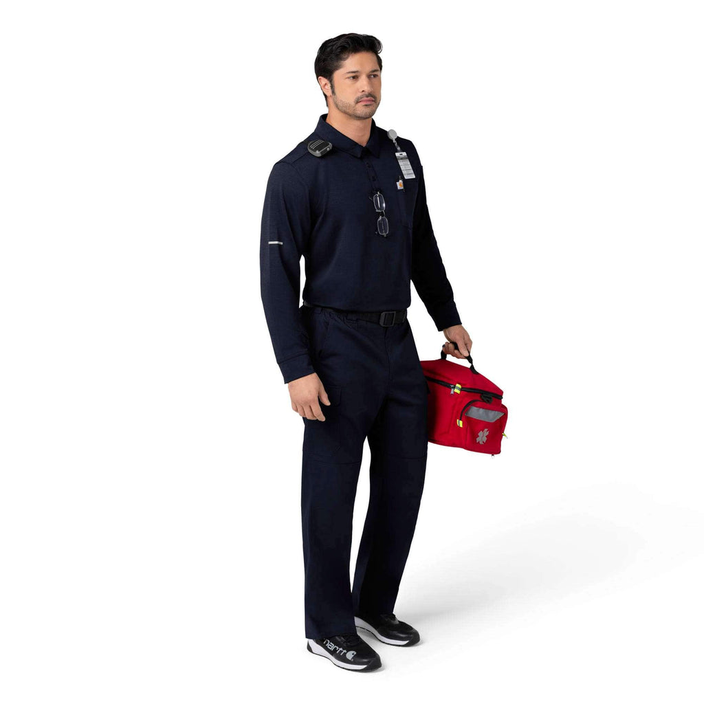 Rugged flex® rscu heavyweight long sleeve polo scrub top