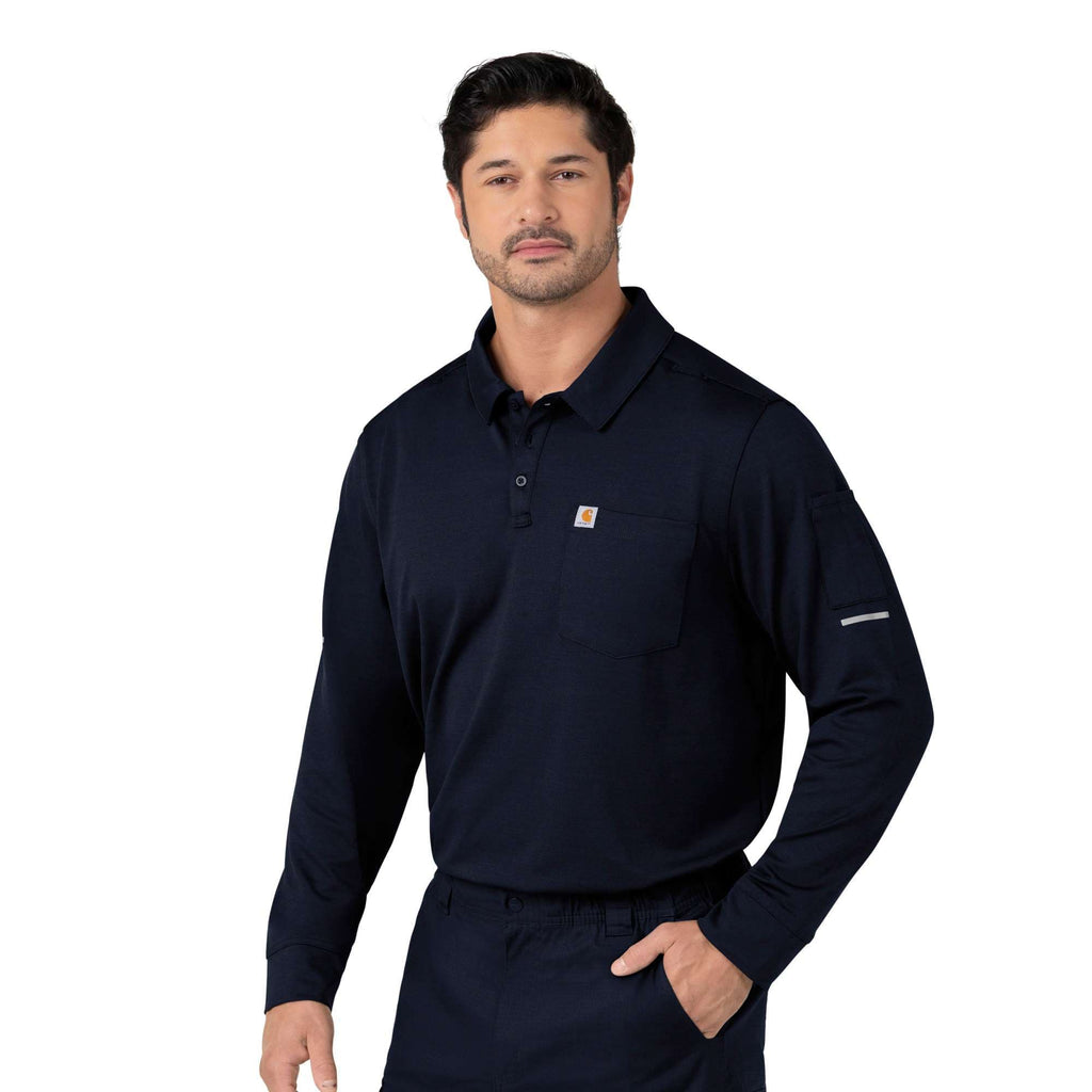 Rugged flex® rscu heavyweight long sleeve polo scrub top
