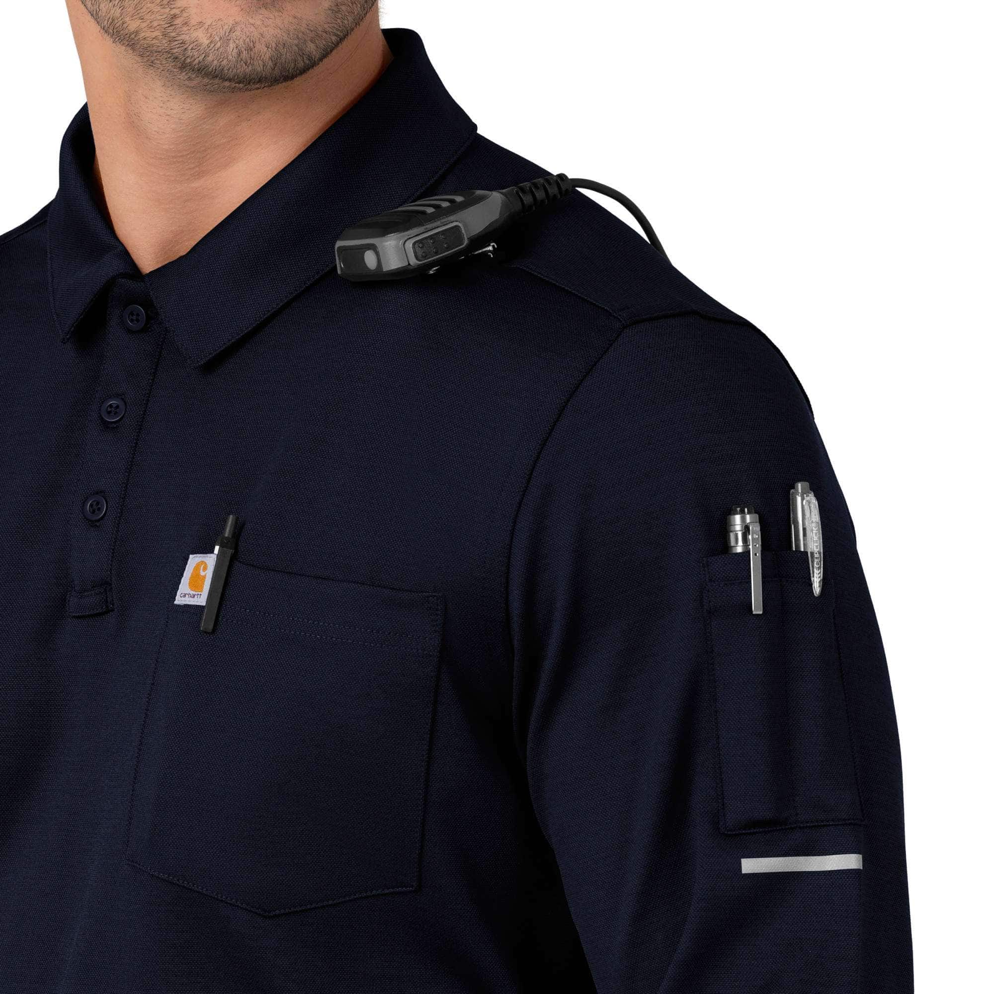 Rugged flex® rscu heavyweight long sleeve polo scrub top