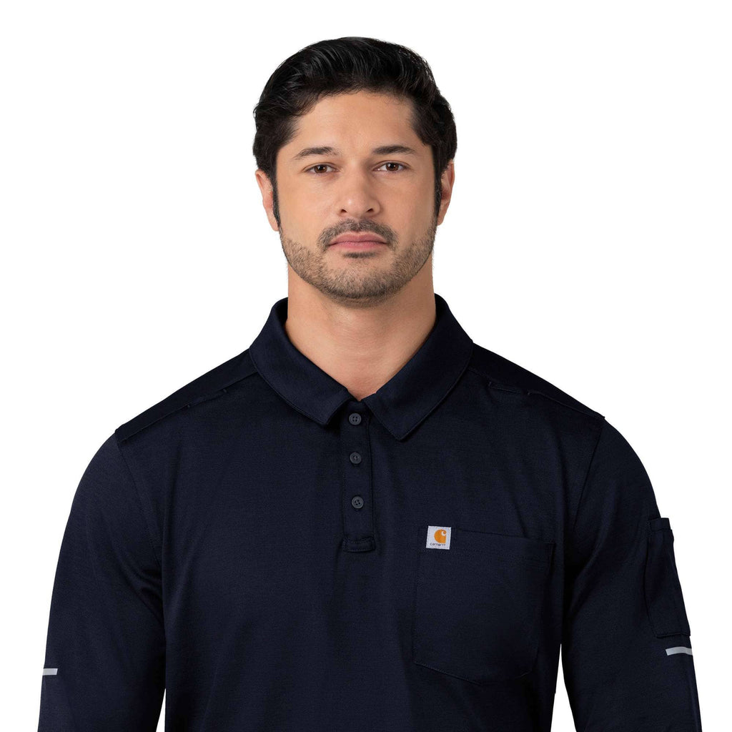 Rugged flex® rscu heavyweight long sleeve polo scrub top