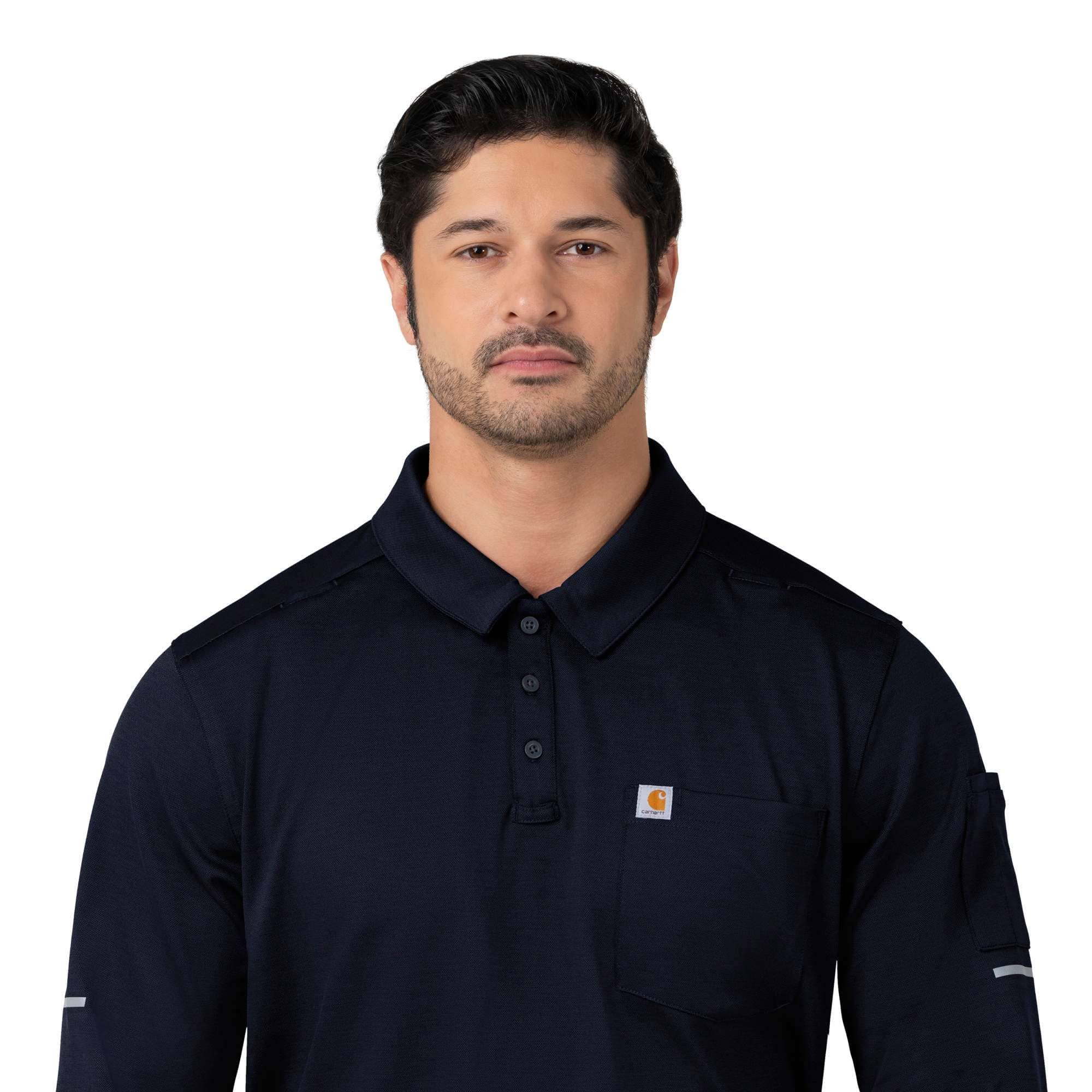 Rugged flex® rscu heavyweight long sleeve polo scrub top