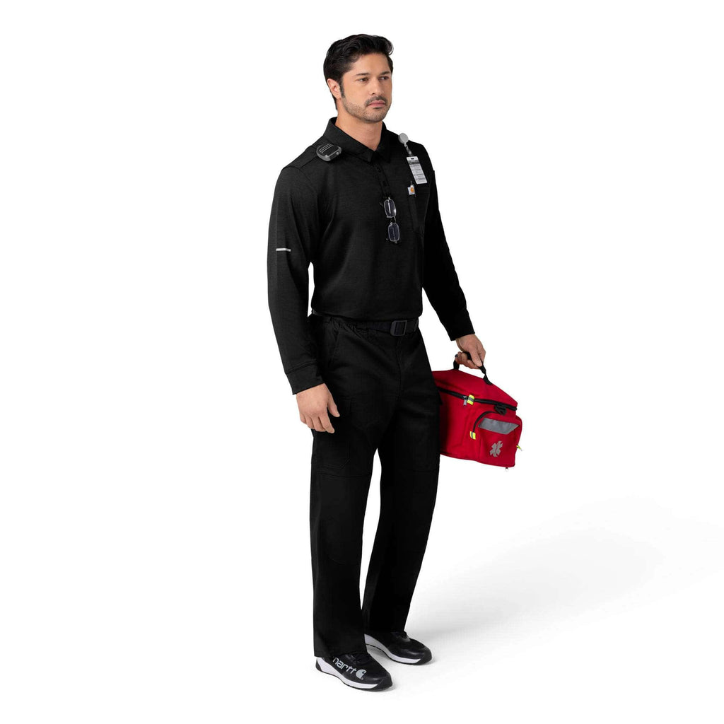 Rugged flex® rscu heavyweight long sleeve polo scrub top