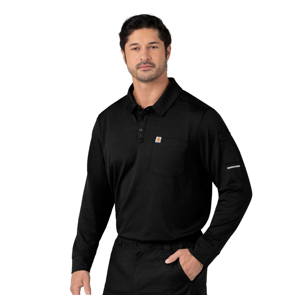 Rugged flex® rscu heavyweight long sleeve polo scrub top