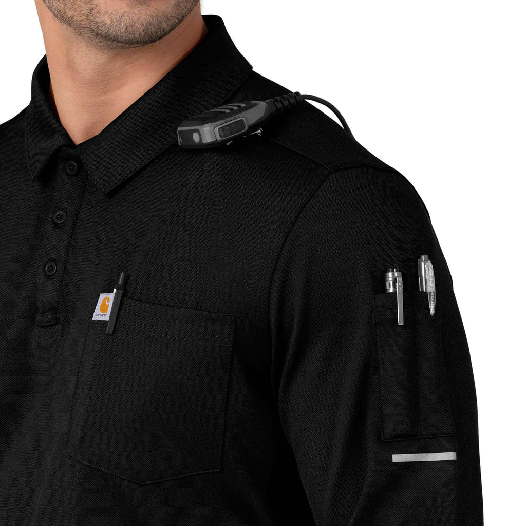 Rugged flex® rscu heavyweight long sleeve polo scrub top